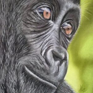 The Eyes of Wonder painting of a young gorilla